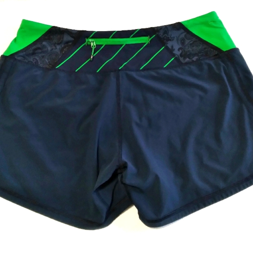 Lululemon Speed Runnig Shorts Secure Back Pocket Lined High-rise Navy Paisley - Picture 3 of 11